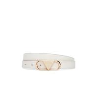 GUESS Cinturón de mujer, blanco, con hebilla con logotipo triangular dorado, Color blanco., M