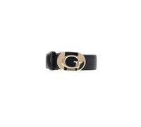 GUESS Cinturón de mujer de poliuretano negro con hebilla con logotipo dorado, 3 cm, talla L