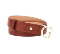 GUESS Cinturón de piel, color coñac, hebilla con logotipo G dorado, estilo elegante, marrón, XS