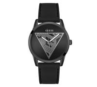 Guess Clark GW0957G3 - Reloj de Pulsera para Hombre, Acero Inoxidable, 42 mm, Correa de Silicona Negra, 3 Bares, Esfera Negra