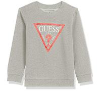 GUESS Classic Logo Organic French Terry Popover Sweatshirt Sudadera, Gris Claro Jaspeado, 14 años para Niños