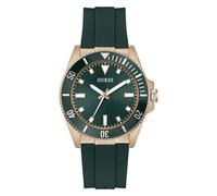 Guess Cliff GW0969G5 - Reloj de Pulsera analógico para Hombre, 43 mm, Acero Inoxidable, Cuarzo, Correa de Silicona, Color Verde, Moderno, Color Verde
