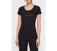 GUESS Cn Ss Embro Script L Jet Black A996 Talla: S | Camisetas de Seda Outlet | Mujer | Negro