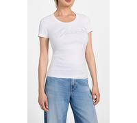 GUESS Cn Ss Embro Script L Pure White Talla: XS | Camisetas de Seda Outlet | Mujer | Blanco