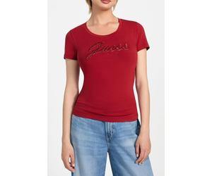GUESS Cn Ss Embro Script L Siren Red Talla: XS | Camisetas de Seda Outlet | Mujer | Rojo