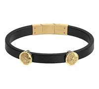 GUESS Colección LION KING. Pulsera de piel para hombre, negra, JUMB03013JWYGT-U