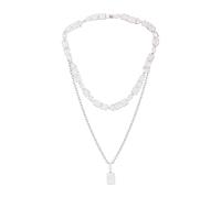 GUESS Collar con colgante de piedra de cristal transparente plateado, talla única, metal, piedra de cristal
