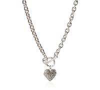 GUESS Collar con dije con logotipo de palanca para mujer, plata, talla única, cristal, talla única, Vidrio, Glass