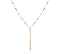 GUESS Collar en Y con borla de piedra de cristal rosa dorado para mujer, talla única, metal, piedra de vidrio, talla única, metal, piedra de vidrio, talla única, Metal, piedra de cristal