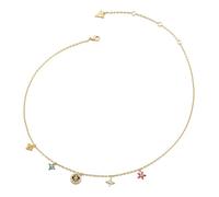 GUESS collar Secret Garden 16-18" Flower Charms Necklace Yellow Gold/Multicolor dorado