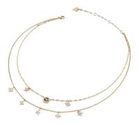 GUESS collar Secret Garden 16-18" Two Rows Flowers Necklace Yellow Gold dorado