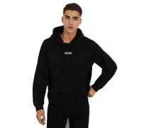 GUESS Color sólido con Capucha para Hombre, Negro, XL