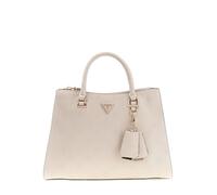 GUESS Cresidia Bolso de mano, Off White Logo, piel sintética ecológica, 34 x 26 x 13 cm, doble asa, correa ajustable, cierre con cremallera, 2 compartimentos
