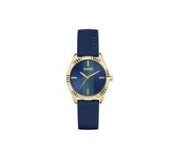 Guess Crew GW1044L2 - Reloj de Pulsera analógico para Mujer, 36 mm, Acero Inoxidable, Cuarzo, Correa de Silicona, Color Azul y Dorado