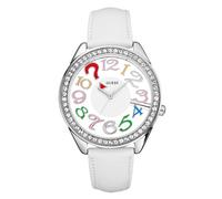 GUESS Cuero Blanco, Cristales, Multicolor Claramente Examen Transparente Esfera