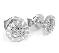 GUESS D Silver Earrings JUBE79033JWRH - Pendientes de tuerca con logotipo de 4 g, plata ND Choice = P, Único, papel de acero inoxidable, cristal