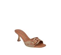 GUESS Dista, Sandalia con talón Mujer, Beige Marrón 210, 38.5 EU