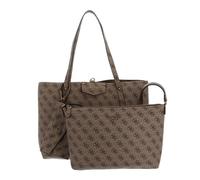 Guess Eco Brenton Tote, Bolsa con asa Superior para Mujer, Latte-Logo
