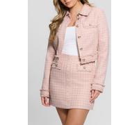 GUESS Eco Daphnee Cropped Jack Pink And White Tweed Talla: M | Chaquetas Outlet | Mujer | Rosa