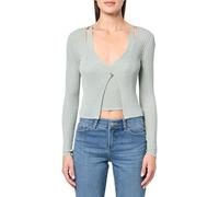GUESS Eco Long Sleeve Faux Double Layer Reese Sweater Suéter pulóver, Malibu Sage, L para Mujer