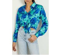 GUESS Eco Ls Bowed Jun Shirt Resort Rose Print Talla: L | Blusas Outlet | Mujer | Rosa