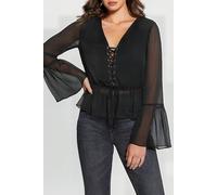 GUESS Eco Ls Demi Top Jet Black A996 Talla: XS | Blusas Outlet | Mujer | Negro
