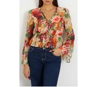 GUESS Eco Ls Demi Top Peony Animal Print Talla: XS | Blusas Outlet | Mujer