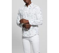 GUESS Eco Ls Linen Wtrcolor Vi Water Color Vines Bl Talla: L | Camisas Casuales Outlet | Hombre | Blanco