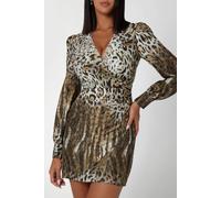 GUESS Eco Marion Fix Wrap Dres Wavy Leopard Print Talla: M | Mini Vestidos Outlet | Mujer