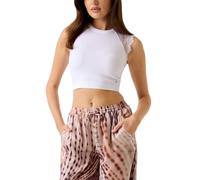 Guess Eco Millie - Jersey de encaje sin costuras para mujer, blanco poliuretano, S