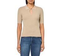 GUESS Eco Short Sleeve Flora Cut-out Polo Sweater Suéter pulóver, Tuercas de Macadamia, L para Mujer