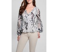 GUESS Eco Yvette Ls Pleating T Zebra Skin Print Talla: S | Manga Larga Outlet | Mujer