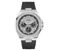 Guess Empire GW1002G1 - Reloj de Pulsera analógico para Hombre (Cuarzo, Acero Inoxidable, 46 mm, Correa de Silicona, 5 Bares), Color Negro
