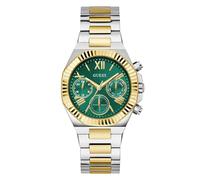 GUESS Equality - Reloj analógico para mujer con esfera redonda y resistente al agua, Verde, informal