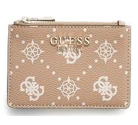 GUESS Estuche de Tarjetas Carrie Logo SLG Credit Card Case Biscotti Logo Beige