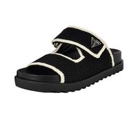 Guess Fadenna, Sandalias Planas Mujer, Negro Blanco 001, 38.5 EU
