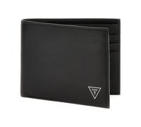 GUESS Firenze - Cartera plana de cuero sólido de color negro
