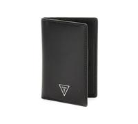 GUESS Tarjetero plano Firenze de cuero negro para hombre con cierre de solapa, color negro, talla única, occidental, Black, talla única, occidental