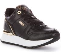 Guess Fl8Ddyele12 Cuero Lace Up Hi Top Trainer En Negro Dorado Mujeres UK 3 -8
