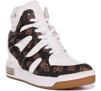 GUESS Fl8Lissmf12 Cuña Lisa Logo Mujer Botas Zapatillas WHITE BROWN GB 2-8