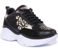 GUESS Floral Arte Textil Mujer Zapatillas Negras Dorado UK 3-8