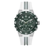Guess Fore GW1059G1 - Reloj de Pulsera analógico para Hombre (42,5 mm, Acero Inoxidable, Cuarzo, Correa de Silicona, Color Verde, con indicador de Fecha, 5 Bares)