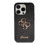 Guess Funda brillante con logotipo metálico para iPhone 15 Pro Max,