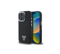 Guess - Funda de Piel sintética granulada con Logotipo Triangular con MagSafe Compatible con iPhone 16 Pro MAX (Negro)