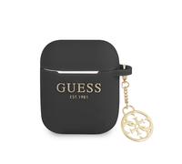 Guess Funda de silicona con colgante para AirPods 1/2 4G Edition, Negro