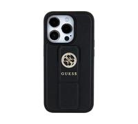 Guess Funda Grip Stand 4G Saffiano Strass Logo Negro - iPhone 15