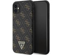 GUESS Funda GUHCN61PG4GPK para iPhone 11 / XR 6,1 Pulgadas Funda Rígida Negra 4G Logo Triangular de Metal