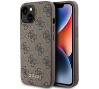 GUESS Funda GUHCP15LG4GFBR para iPhone 15 Pro 6.1 marrón Estuche rígido 4G Metal Logo Dorado