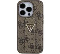 GUESS Funda GUHCP15SPGS4TDW para iPhone 15 6.1 marrón Estuche rígido Grip Stand 4G Triangle Rhinestone