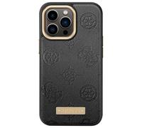 Guess Funda Magsafe para Apple iPhone 13 Pro PU Placa metálica Peony, Negro